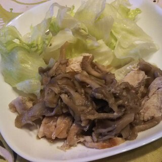 鶏むね肉の舞茸・生姜・塩麹焼き